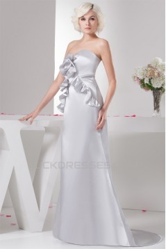 Trumpet/Mermaid Sweetheart Pleats Sweep Train Wedding Dresses 2030874