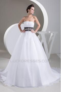 Satin Strapless Sleeveless A-Line Most Beaded Wedding Dresses 2030880