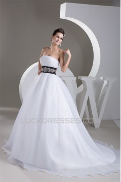 Satin Strapless Sleeveless A-Line Most Beaded Wedding Dresses 2030880