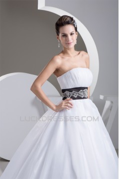 Satin Strapless Sleeveless A-Line Most Beaded Wedding Dresses 2030880