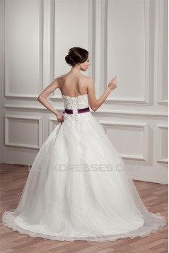 A-Line Sleeveless Satin Taffeta Sweetheart Lace Wedding Dresses 2030881