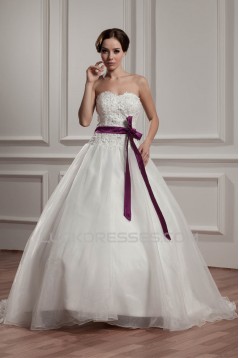 A-Line Sleeveless Satin Taffeta Sweetheart Lace Wedding Dresses 2030881