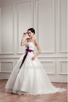 A-Line Sleeveless Satin Taffeta Sweetheart Lace Wedding Dresses 2030881