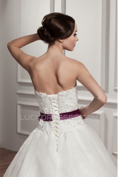 A-Line Sleeveless Satin Taffeta Sweetheart Lace Wedding Dresses 2030881
