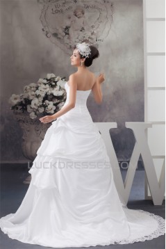 A-Line Soft Satin Taffeta Sleeveless Beaded Lace Wedding Dresses 2030882