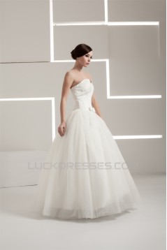 Satin Taffeta A-Line Strapless Sleeveless Wedding Dresses 2030883