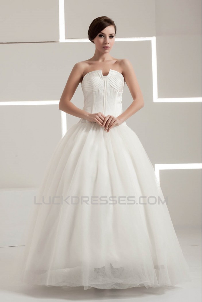Satin Taffeta A-Line Strapless Sleeveless Wedding Dresses 2030883