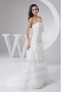 Satin Taffeta Fine Netting Sweetheart A-Line Lace Wedding Dresses 2030885