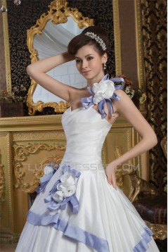 Ball Gown Satin Taffeta One-Shoulder Sleeveless Wedding Dresses 2030887