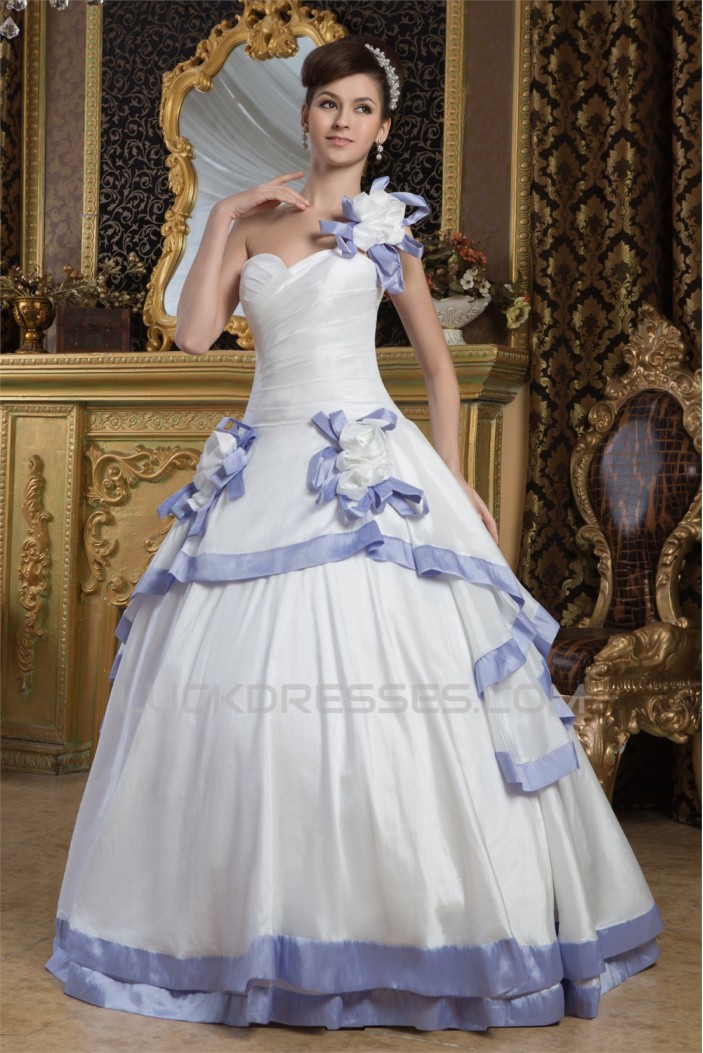 Ball Gown Satin Taffeta One-Shoulder Sleeveless Wedding Dresses 2030887