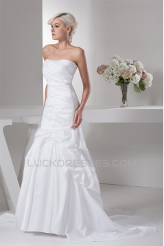 Satin Taffeta Sleeveless A-Line Soft Wedding Dresses 2030889