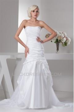 Satin Taffeta Sleeveless A-Line Soft Wedding Dresses 2030889