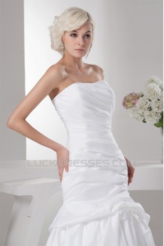 Satin Taffeta Sleeveless A-Line Soft Wedding Dresses 2030889