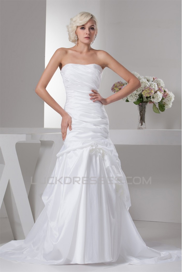 Satin Taffeta Sleeveless A-Line Soft Wedding Dresses 2030889