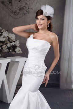 Mermaid/Trumpet Strapless Court Train Wedding Dresses 2030892