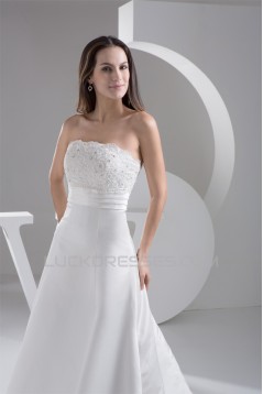 A-Line Strapless Beaded Lace Wedding Dresses 2030894