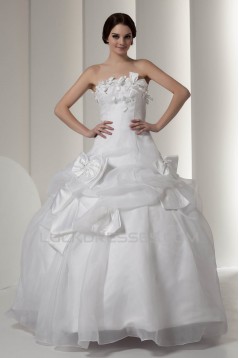 Satin Taffeta Strapless Sleeveless Ball Gown Sweet Wedding Dresses 2030896