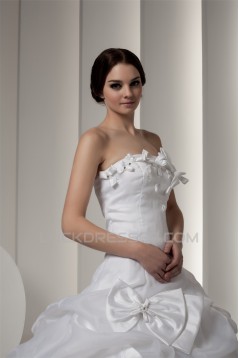 Satin Taffeta Strapless Sleeveless Ball Gown Sweet Wedding Dresses 2030896