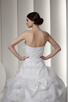 Satin Taffeta Strapless Sleeveless Ball Gown Sweet Wedding Dresses 2030896