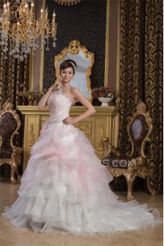 Satin Tulle A-Line Strapless Sleeveless New Arrival Wedding Dresses 2030897