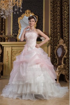 Satin Tulle A-Line Strapless Sleeveless New Arrival Wedding Dresses 2030897