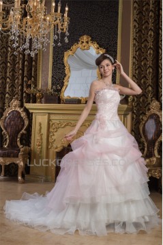 Satin Tulle A-Line Strapless Sleeveless New Arrival Wedding Dresses 2030897