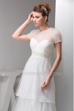 Sheath/Column Satin Fine Netting Sleeveless Beaded Floor-Length Wedding Dresses 2030899