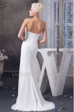 Sheath/Column Sleeveless Strapless Chiffon Wedding Dresses with A Short Sleeve Jacket 2030901