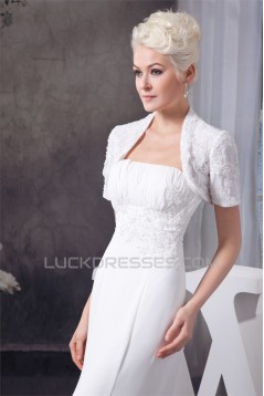 Sheath/Column Sleeveless Strapless Chiffon Wedding Dresses with A Short Sleeve Jacket 2030901