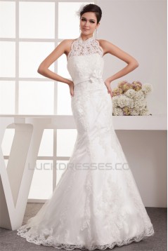 Sheer Mermaid/Trumpet Satin Lace Sleeveless New Arrival Wedding Dresses 2030902