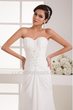 Sheath/Column Sweetheart Chiffon Sweep Train Wedding Dresses 2030913