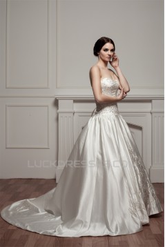 Sleeveless A-Line Sweetheart Satin New Arrival Wedding Dresses 2030914