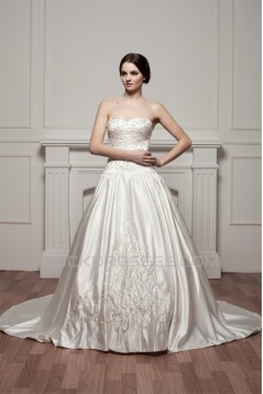 Sleeveless A-Line Sweetheart Satin New Arrival Wedding Dresses 2030914