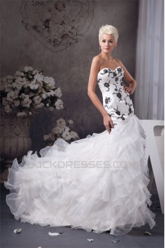Sleeveless A-Line Sweetheart Satin Ruffles Wedding Dresses 2030915