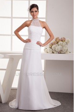 Sheath/Column Sleeveless Chiffon Fine Netting Sheer Beaded Wedding Dresses 2030918