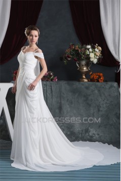 Sheath/Column Chiffon Off-the-Shoulder Wedding Dresses 2030921