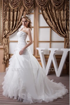 Sleeveless Satin eaded Lace BA-Line One-Shoulder Wedding Dresses 2030933