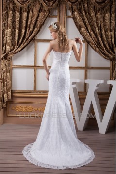 Sleeveless Satin Beaded Lace Mermaid/Trumpet Sweetheart Wedding Dresses 2030938