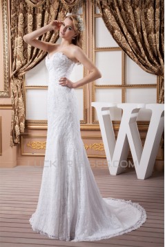 Sleeveless Satin Beaded Lace Mermaid/Trumpet Sweetheart Wedding Dresses 2030938