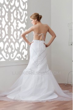 Sleeveless Satin Lace Organza A-Line Sweetheart Beaded Wedding Dresses 2030939