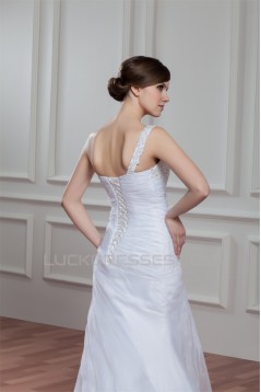 Sleeveless Satin Organza Mermaid/Trumpet Beaded Wedding Dresses 2030942