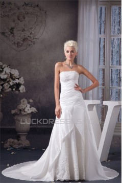 A-Line Strapless Sleeveless Satin Taffeta Wedding Dresses 2030946