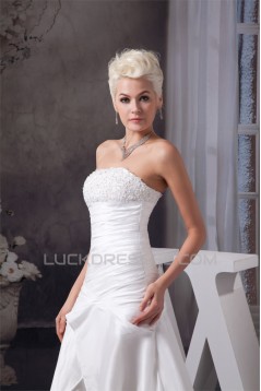 A-Line Strapless Sleeveless Satin Taffeta Wedding Dresses 2030946