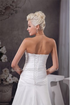 A-Line Strapless Sleeveless Satin Taffeta Wedding Dresses 2030946