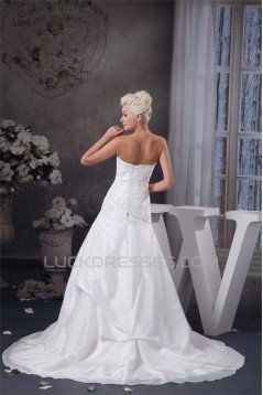 A-Line Strapless Sleeveless Lace Wedding Dresses 2030947