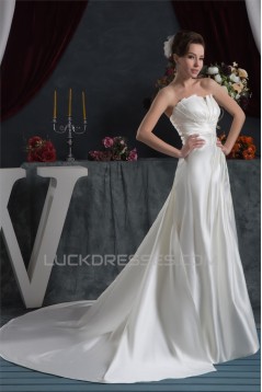 Sleeveless Satin Taffeta Strapless A-Line Sweet Wedding Dresses 2030949