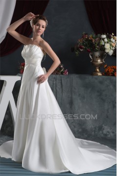 Sleeveless Satin Taffeta Strapless A-Line Sweet Wedding Dresses 2030949