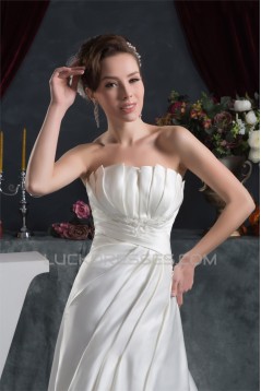 Sleeveless Satin Taffeta Strapless A-Line Sweet Wedding Dresses 2030949