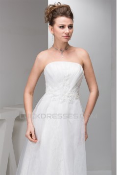 Sleeveless Sheath/Column Strapless Satin Lace Sweet Wedding Dresses 2030952