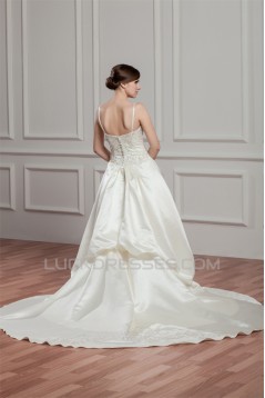 Sleeveless Sheer Satin Fine Netting A-Line Wedding Dresses 2030954